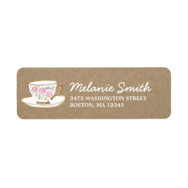 Rustic Modern Tea Party Return Address Label (Front)