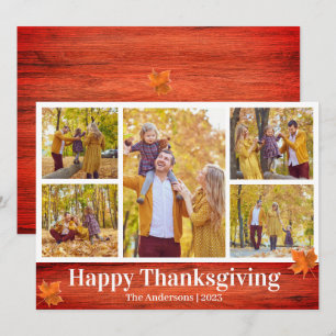 Rustic Modern thanksgiving family photo collage Holiday Card