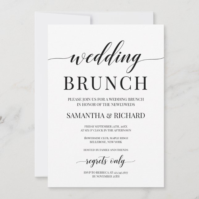 Rustic modern typography wedding brunch invitation (Front)