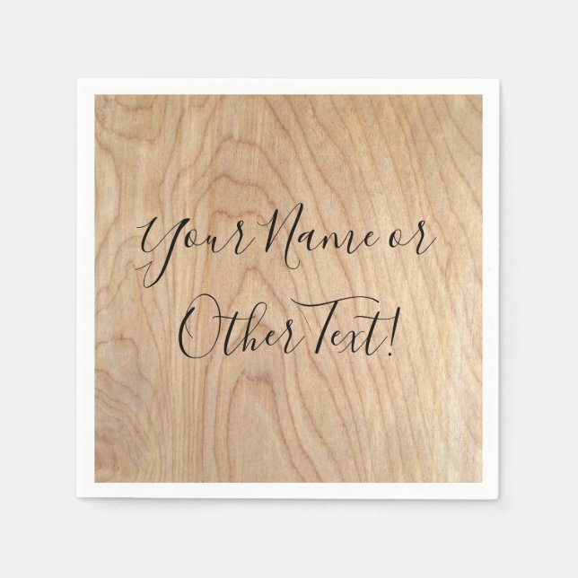 Rustic Modern Unfinished Wood Pattern Printed Napkin (Front)