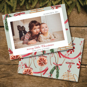 rustic modern watercolor Christmas photo Holiday Card