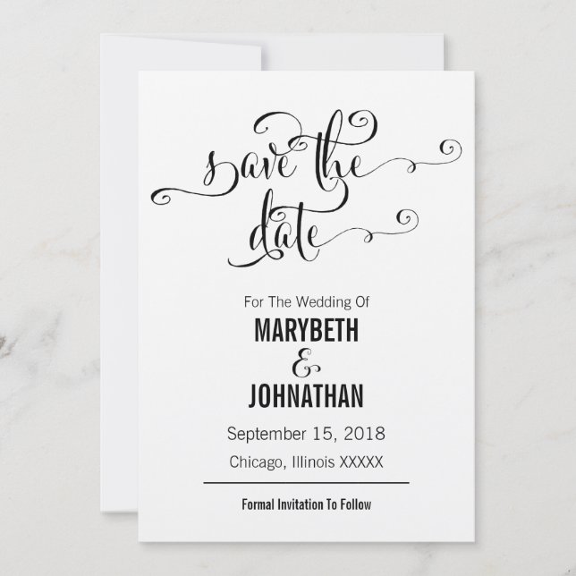 Rustic Modern We Do Script Save The Date Card (Front)