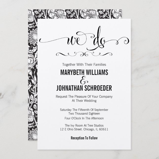 Rustic Modern We Do Script Wedding Invitation Card (Front/Back)