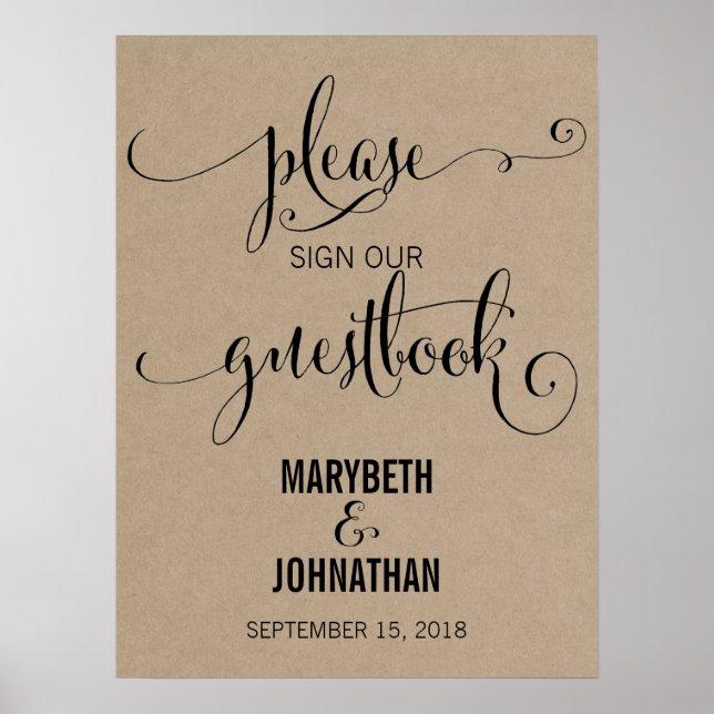 Rustic Modern We Do Wedding Guest Book Poster (Front)