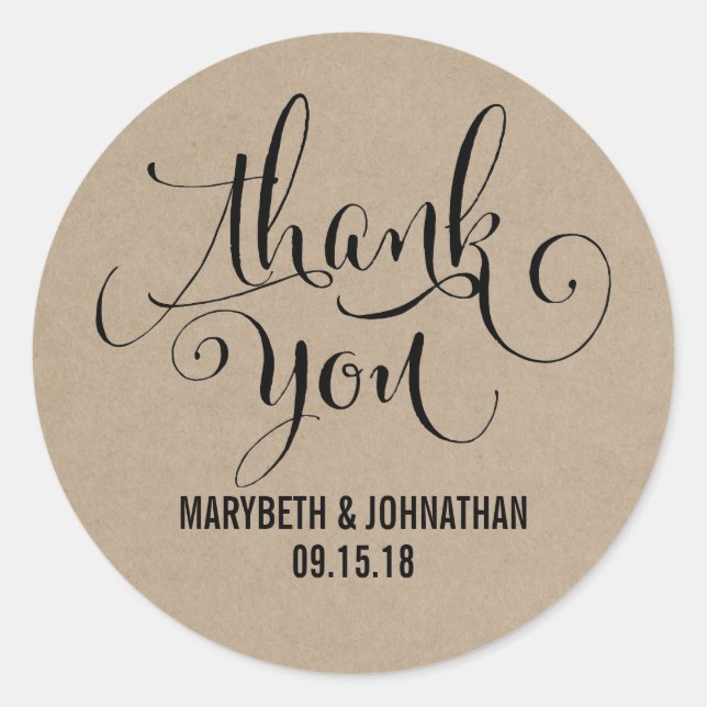 Rustic Modern We Do Wedding Thank You Sticker (Front)