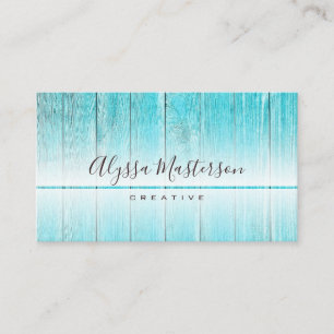 Rustic Modern Weathered Turquoise Barnwood Business Card