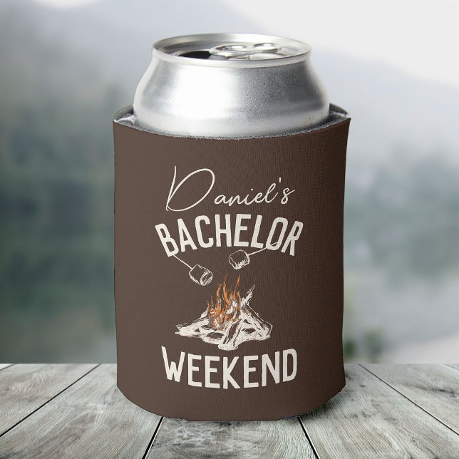 Rustic Modern Weekend in the Woods Bachelor Party Can Cooler (Creator Uploaded)