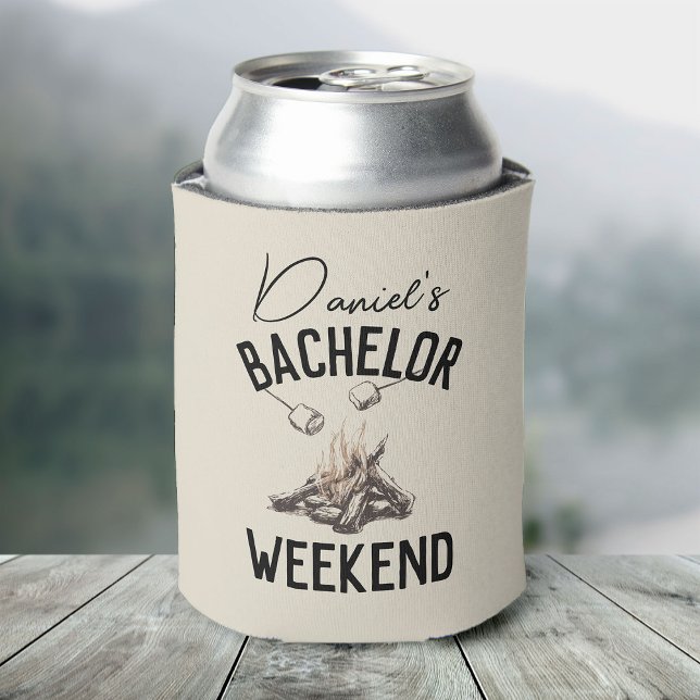 Rustic Modern Weekend in the Woods Bachelor Party Can Cooler (Creator Uploaded)