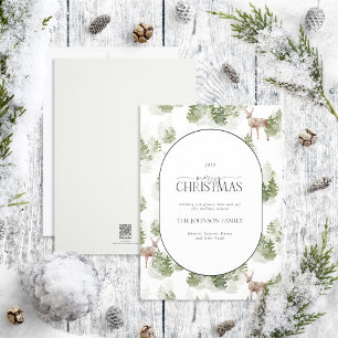 Rustic Modern Winter Forest Arch Merry Christmas Holiday Card