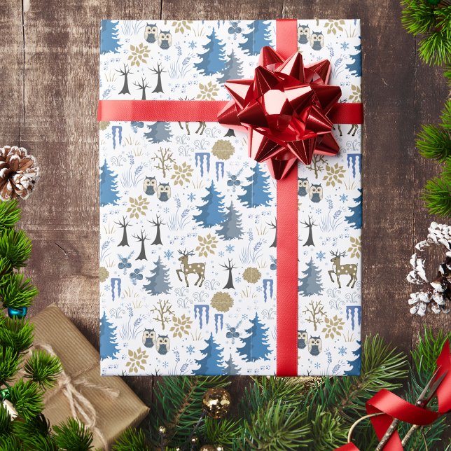 Rustic Modern Winter Forest Woodland Animals Wrapping Paper (Creator Uploaded)