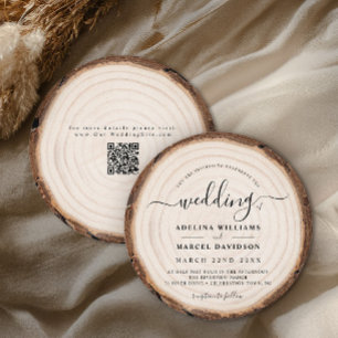Rustic Modern Wood Natural Elegant Barn Wedding Invitation