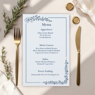 Rustic Monochrome Floral Wedding Menu