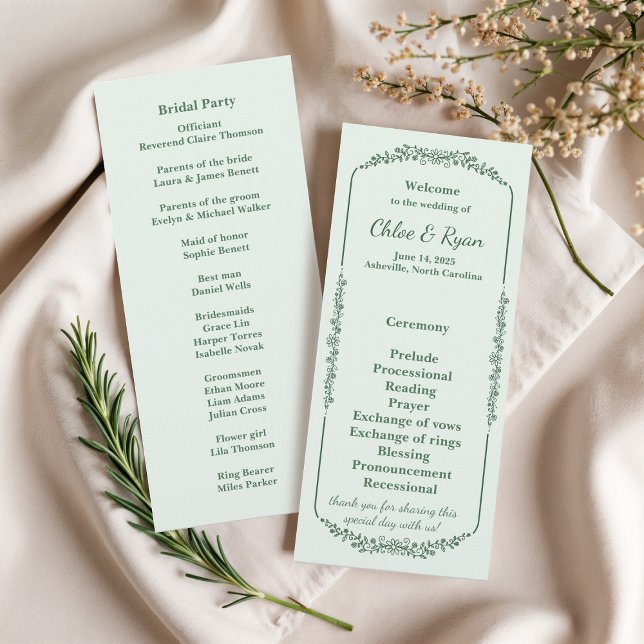 Rustic Monochrome Floral Wedding Program (Creator Uploaded)