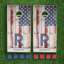 Rustic Monogram American Flag 
