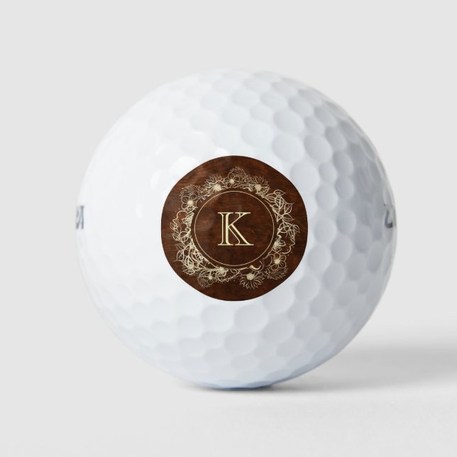 Rustic Monogram Elegant Custom Golf Balls (Front)