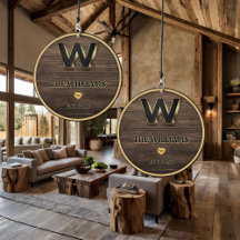 Rustic Monogram Elegant Gold Family Home