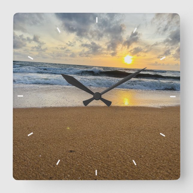 Rustic Monogram Farmhouse Custom Photo Personalise Square Wall Clock (Front)