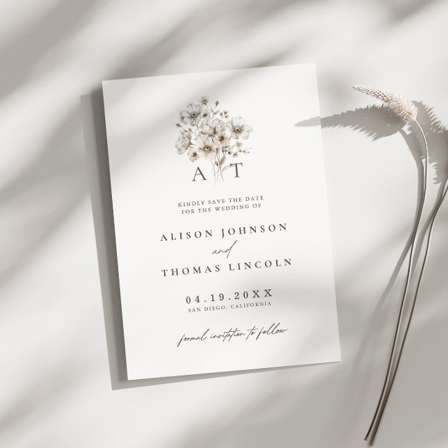 Rustic  Monogram Floral Wedding Save The Date Card (Creator Uploaded)