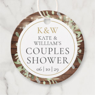 Rustic Monogram Greenery Couples Wedding Shower Favour Tags