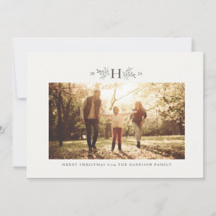 Rustic monogram holiday photo card