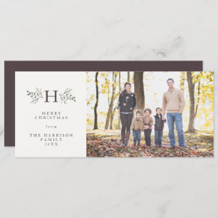 Rustic monogram holiday photo card