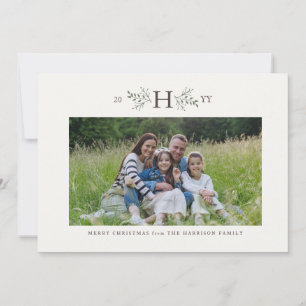 Rustic monogram holiday photo card