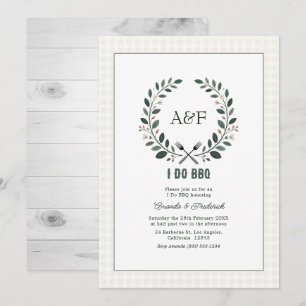 Rustic Monogram I Do BBQ Wedding Invitation
