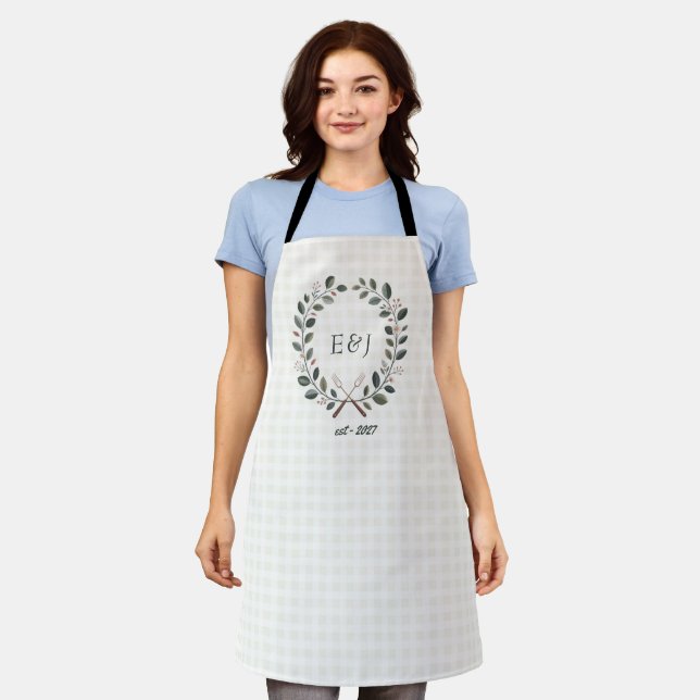 Rustic Monogram I Do BBQ Wedding Shower Apron (Worn)