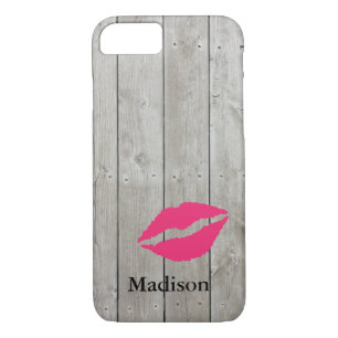 Rustic Monogram iPhone 7 Case with a Kiss