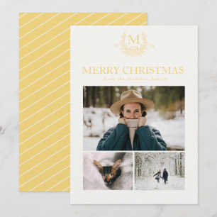 Rustic monogram Jasmine personalised initial Holiday Card