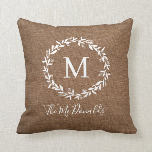 Rustic Monogram Modern Farmhouse Cushion