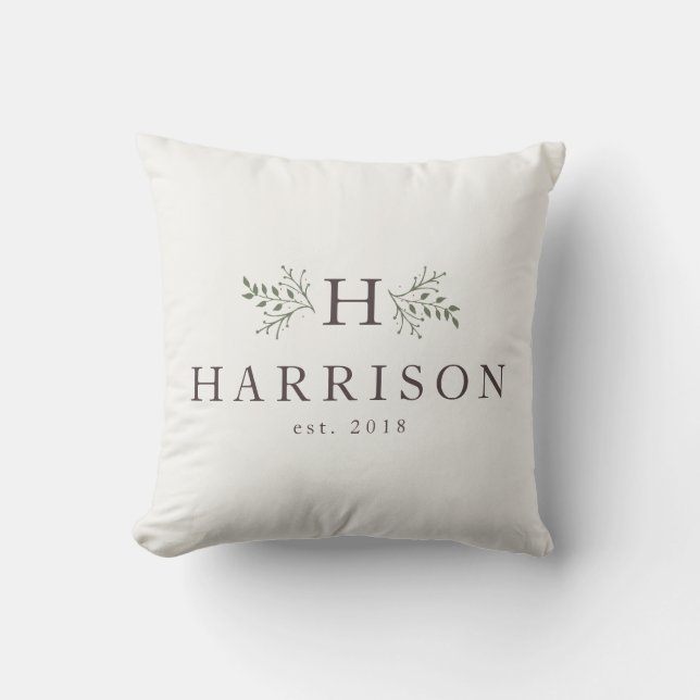 Rustic monogram newlywed pillow (Front)