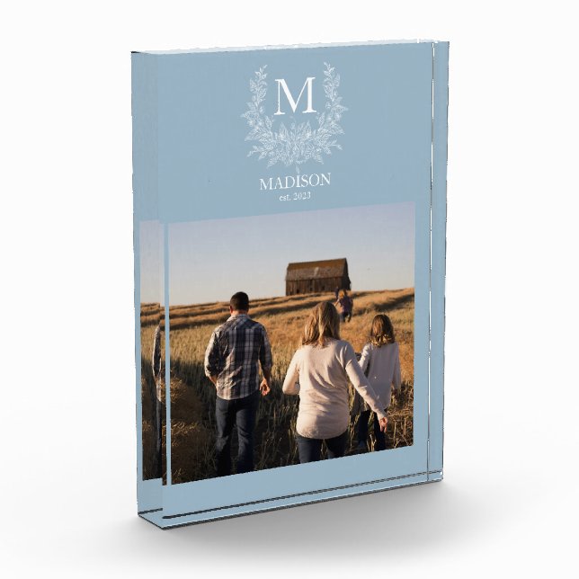 Rustic Monogram Personalised Initial Photo Block (Left)