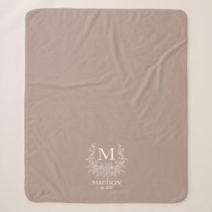 Rustic Monogram Personalised Initial Sherpa Blanket