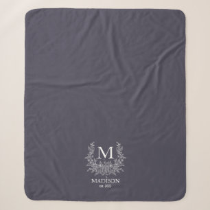 Rustic Monogram Personalised Initial Sherpa Blanket