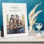 Rustic monogram personalized photo plaque<br><div class="desc">This vertical one-photo plaque features a prominent monogram surrounded by rustic festive branches. This makes a great gift for newlyweds or a great use of a family photo as a gift for parents,  grandparents and more.</div>