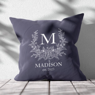 Rustic monogram Quartz Grey personalised initial  Cushion