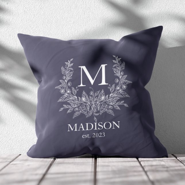 Rustic monogram Quartz Grey personalised initial  Cushion (Creator Uploaded)