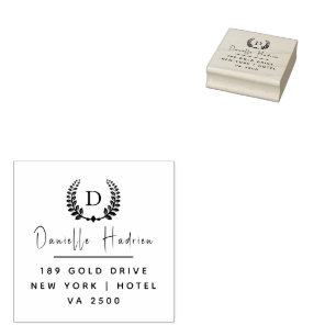Rustic monogram return address rubber stamp