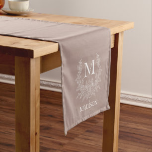 Rustic monogram Silver Pink personalised initial  Short Table Runner