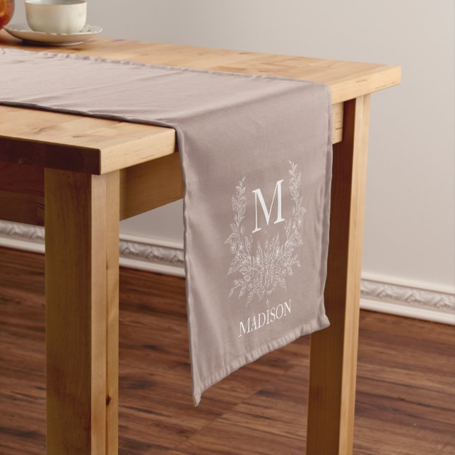 Rustic monogram Silver Pink personalised initial  Short Table Runner (In Situ)