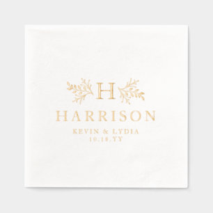 Rustic monogram simple elegant name wedding foil napkins