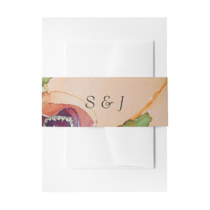 Rustic Monogram Terracotta Brown Floral Wedding Invitation Belly Band