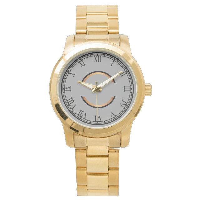 Rustic Monogram Unisex Oversized Gold  Watch (Front)