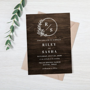 Rustic Monogram Wedding Invitation