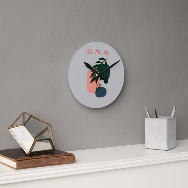 Rustic Monogrammed Boho Round Clock (Office)