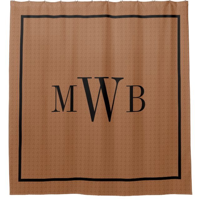 Rustic Monogrammed Initials Modern Brown Black Shower Curtain (Front)