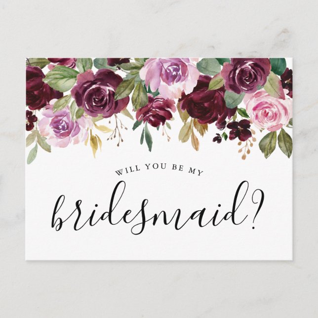 Rustic Moody Floral Will You Be My Bridesmaid Card (Front)