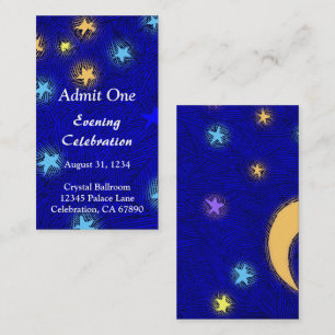 Rustic Moon and Stars Event Ticket Business Card