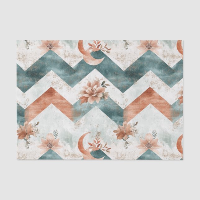 Rustic Moon Floral Chevron Earthy Pattern (3) Tissue Paper (Front)